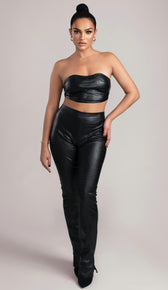 HARLEY Croc Embossed Vegan Leather Bandeau Top