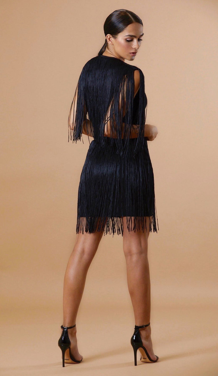 "VICTORIA"  Zipper Fringe Dress - GLAMBAE FASHION