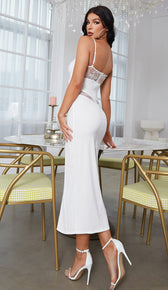 AVERY Lace Maxi Slit Maxi Dress