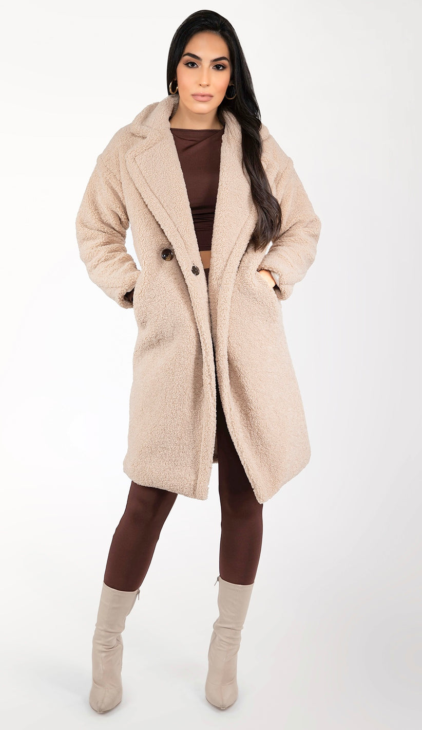 ALIVIA Teddy Coat - Sand
