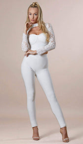 "BELLA"  Bandage Pants - White - GLAMBAE FASHION