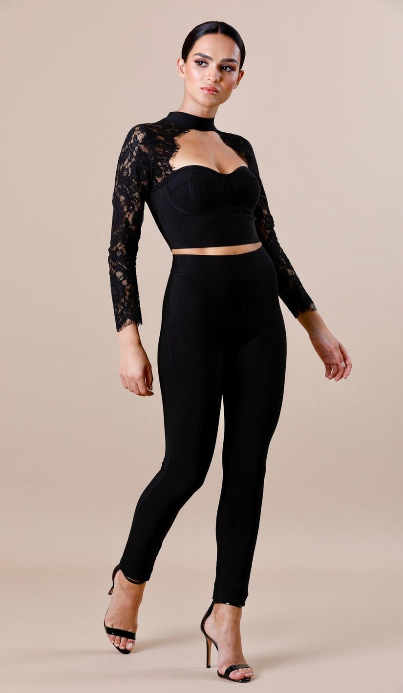 "BELLA"  Bandage Pants - Black - GLAMBAE FASHION