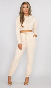 BRYN Cropped Hoodie - Nude