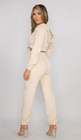 BRYN Cropped Hoodie - Nude