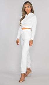 BRYN Cropped Hoodie - White