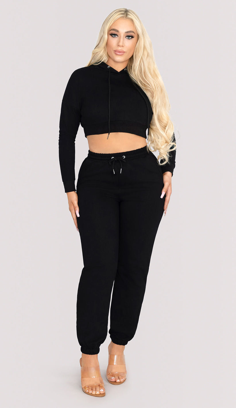 BRYN Cropped Hoodie - Black