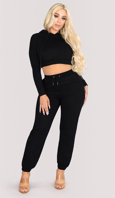 BRYN Cropped Hoodie - Black