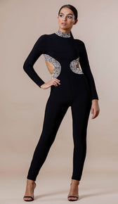 "CARMEN" Bejeweled Bandage Jumpsuit - GLAMBAE FASHION