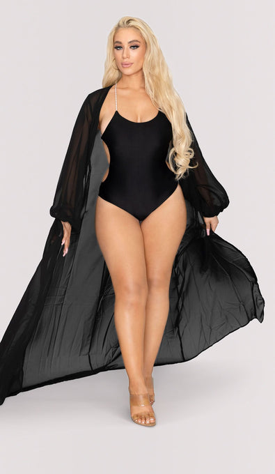 CHANTAL Belted Cover Up - Black