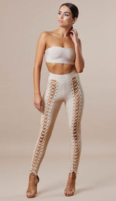 "DEMI" Lace Up Bandage Pants - GLAMBAE FASHION