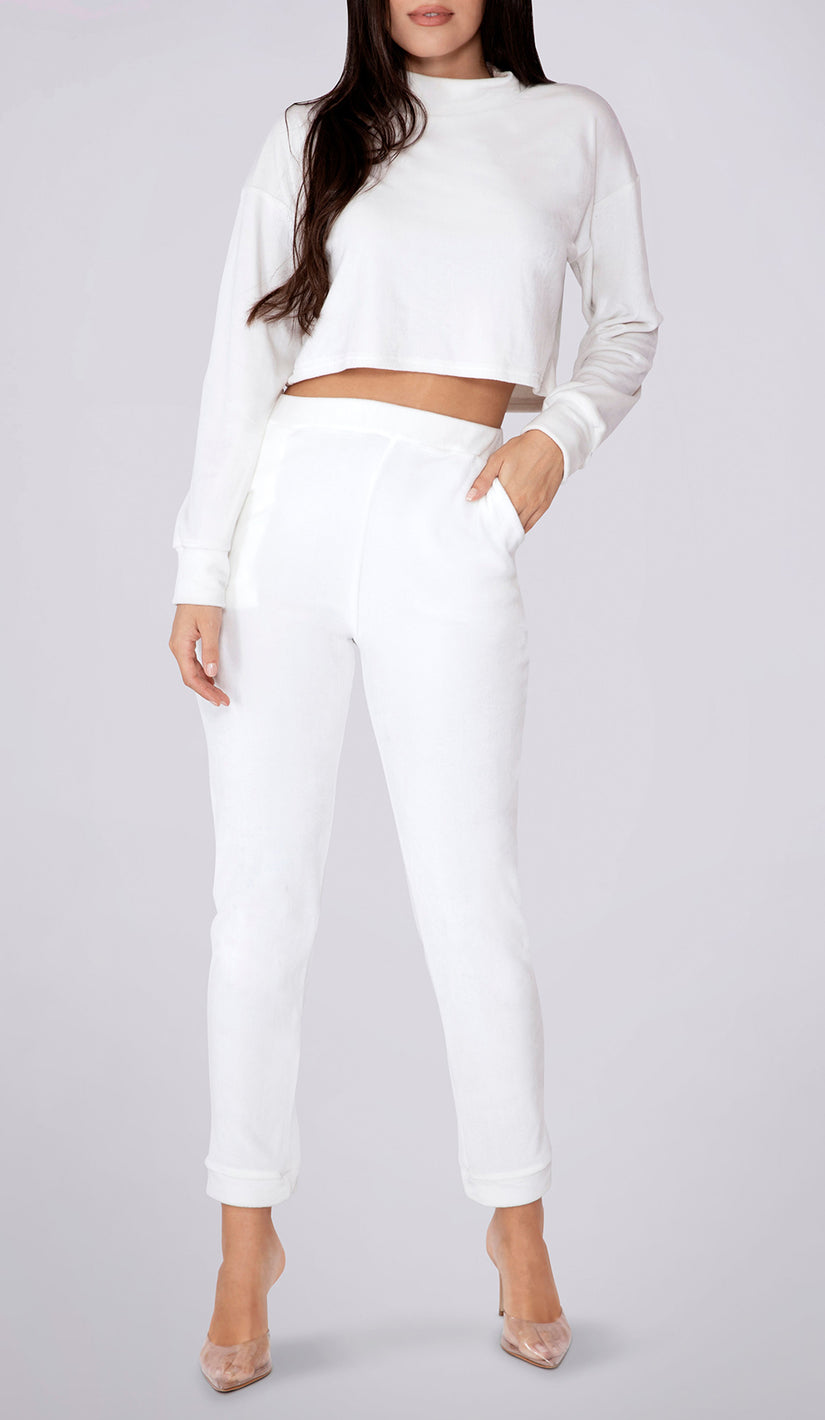 MOIRA Velour Joggers - White