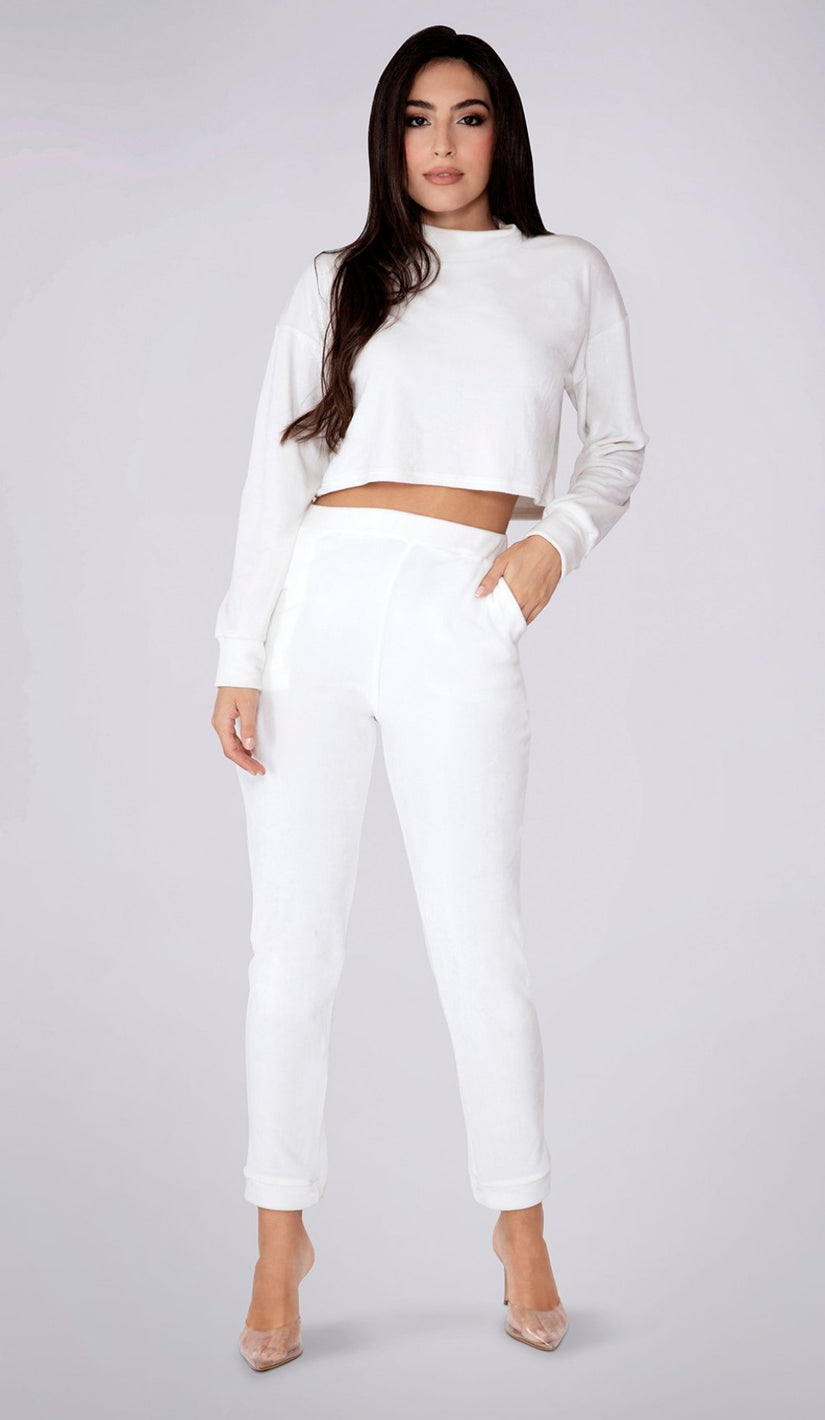 MOIRA Velour Joggers - White