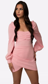 NEMA Puff Sleeve Mini Dress - Pink