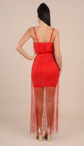 "CAMILA" Bandage Fringe Dress - Red - GLAMBAE FASHION