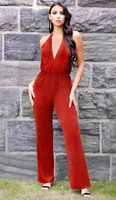 'LAMIA'  Corduroy Halter Jumpsuit - GLAMBAE FASHION