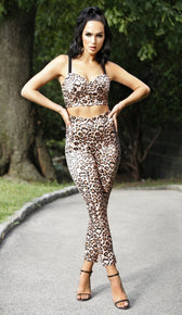 'JULES' Bustier Satin Crop Top - Leopard - GLAMBAE FASHION