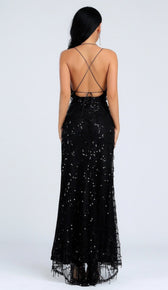 'FIONA' Sequin Slit Dress - GLAMBAE FASHION