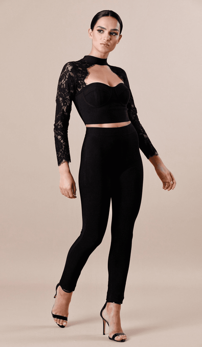 "BELLA" Lace Bustier Top- Black - GLAMBAE FASHION