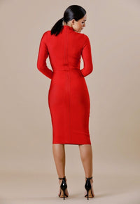 "EVE" Zipper Slit Bandage Dress - GLAMBAE FASHION