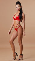 'HANNAH' Red Velvet Bikini - GLAMBAE FASHION