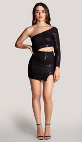 YASMIN Sequin Mini Dress - Black