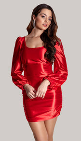 SCARLET Ruched Satin Mini Dress
