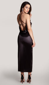 AMELIA Satin Dress - Black