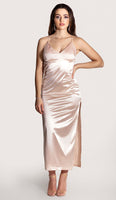 AMELIA Satin Dress - Nude