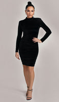 VICKI Velvet Bodycon Dress - Black