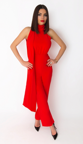 "ELSA" Double Sash Halter Jumpsuit - GLAMBAE FASHION