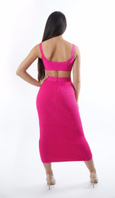 'REGINA' Ribbed Bandage Midi Skirt - GLAMBAE FASHION
