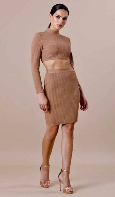 "ESTELLE" Ribbed Bodycon Skirt - GLAMBAE FASHION