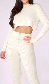 SYDNEY Ribbed Knit Pants - Cream