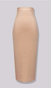"NADIA" Nude Pencil Skirt - GLAMBAE FASHION