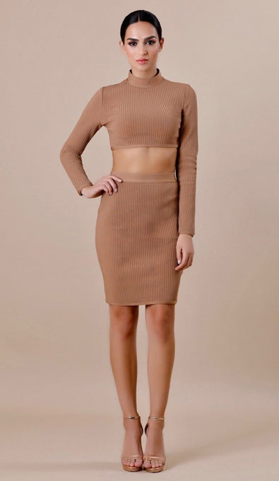 "ESTELLE" Ribbed Bodycon Skirt - GLAMBAE FASHION
