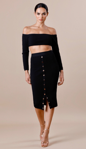 KIRA Ribbed Gold Button Crop Top - GLAMBAE FASHION