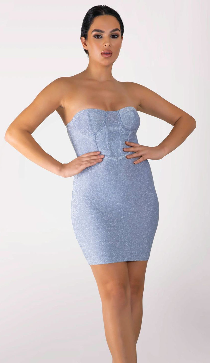 LAU Glitter Bustier Mini Dress