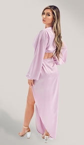 LAIA Satin Slit Skirt - Lilac