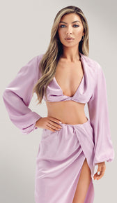 LAIA Satin Slit Skirt - Lilac