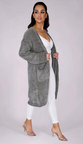 MALLORY Chenille Cardigan - Grey
