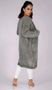MALLORY Chenille Cardigan - Grey