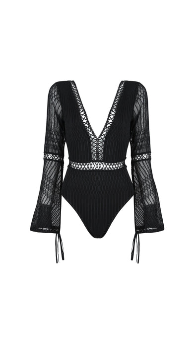 'NABILA' Peek-a-Boo Sheer Bodysuit - GLAMBAE FASHION
