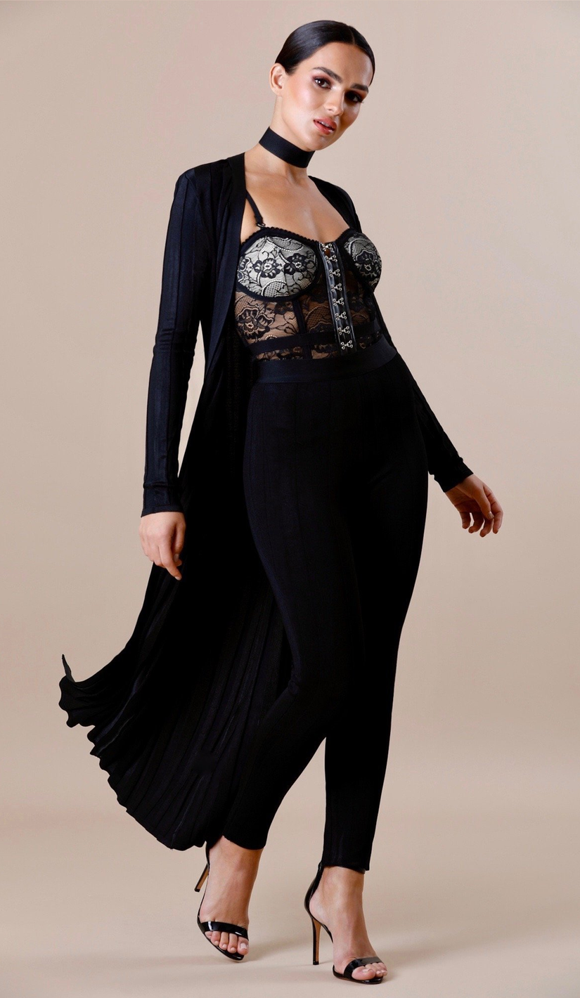 "NALIA" Black Duster Coat - GLAMBAE FASHION