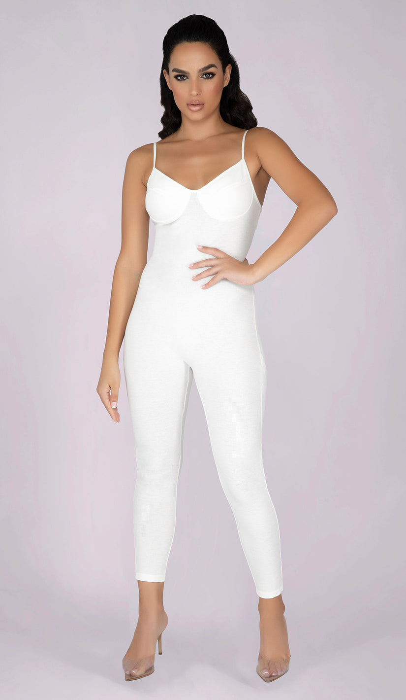 NELLA Ribbed Jumpsuit - White