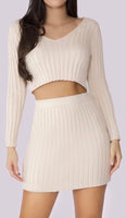 RAEGAN Ribbed Cropped Sweater - Cream