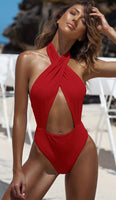 AMIRA Deep Plunge Criss Cross Monokini - Red