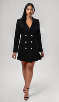 SIMONA Gold Button Blazer Dress - Black