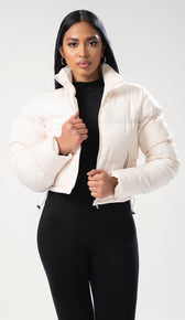 LEILANI Cropped Puffer Coat - Cream