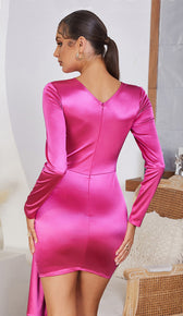 LEXIS Cutout Ruched Satin Mini Dress