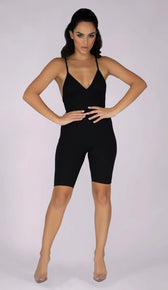 RILEY Sculpted Ribbed Playsuit - Black